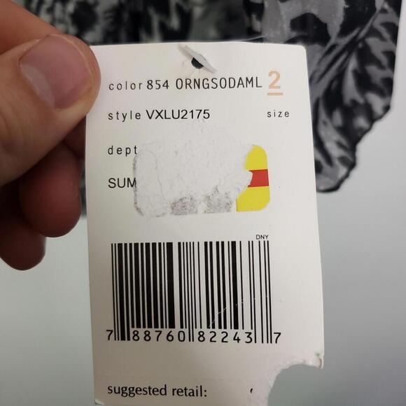 Notations Top Womens 2X Tie Front Ruffle Neck Dark Artsy Abstract Goth Retro - Picture 8 of 10